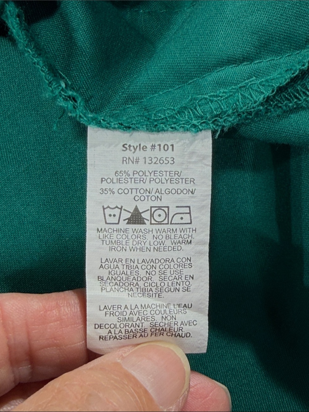 Medical scrub top WonderWink Teal Green V-Neck Scrub Top with Gold Glitter Logo - Picture 5 of 8